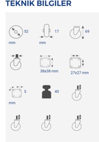 Resim ARON (1 ADET) 254 Frenli Tekerlek Mobilya Tekeri Frenli Mobilya Sehpa Komidin Büro Ofis Masa Teker 