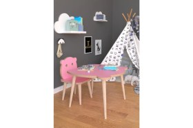 Resim Remaks Panda Yaz Sil Yüzey Çocuk Masa Sandalye Takımı 1 Aktivite Oyun Masası 1 Sandalye - Pembe 