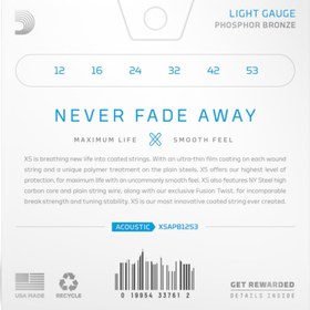 Resim D'Addario XSAPB1253 XS Phosphor Bronze Akustik Gitar Teli - Light (12-53) 