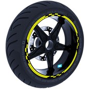Resim Moto GP Yarış Bayraklı Floresan Sarı Jant Şeridi Sticker Çınar Extreme 