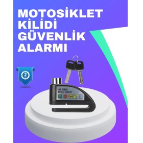 Resim Su Geçirmez Alarm Disk Kilidi Motosik Scooter Bisik Güvenlik 