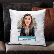 Resim Karikatürlü En İyi Kadın Sosyal Medya Yöneticisi Yastık 