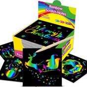Resim 100 adet Gökkuşağı Kazı Kazan Mini Sanat Notları - Şablonlar & Renkli Kalem ile Canlı DIY El Sanatları Kiti, Noel, Doğum Günü, Cadılar Bayramı Parti Hediyeleri & Çorap Doldurucular, Gökkuşağı Aksesuarları için İdeal 