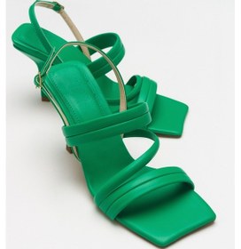 Resim Luvishoes Heel Yeşil Kadın Topuklu Sandalet Yeşil 