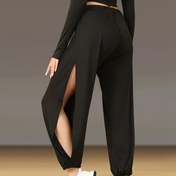 Resim Kadınlar için Hafif Yüksek Bel Kırpılmış Pantolon - Geniş Paça Yarıklı, Görünmez Kumaşlı Esnek Rayon Pantolon, Partiler ve Günlük Kullanım İçin Makinede Yıkanabilir Rahat Resmi Pantolon, Parti Giysisi 
