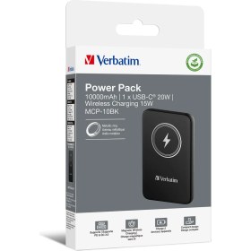 Resim Verbatim 32245 - 10000 Mah Manyetik Kablosuz (Magsafe) Powerbank Siyah Renk Kablo Dahil 