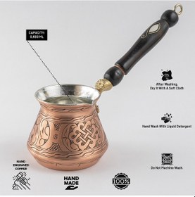 Resim 6 Kişilik El Yapımı Kalın Bakır Cezve Gaziantep Üretimi, Geleneksel Türk Kahvesi Cezvesi 