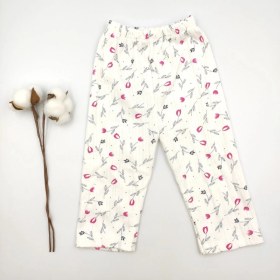 Resim Bebek Star Çiçek Desenli Krem Kız Bebek Pijama Takımı %100 Cotton 