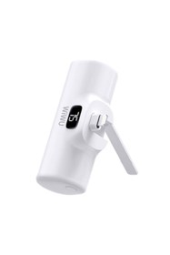 Resim WIWU Lightning Portlu Powerbank Wiwu Wi-P017 Capsule Serisi 2in1 Mini Taşınabilir Standlı 5000mAh Beyaz 