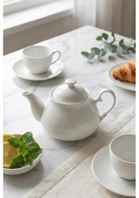 Resim 750 Ml Beyaz Porselen Demlik & Şık Kahvaltı Çay Saati Sunum Gereci Çok Renkli 