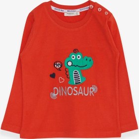 Resim Breeze Erkek Bebek Uzun Kollu Tişört Dinozor Nakışlı 9 Ay-3 Yaş, Turuncu 