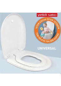 Resim Toprakbanyo Universal Yavaş Kapanan Çocuk Adaptörlü Klozet Kapağı 