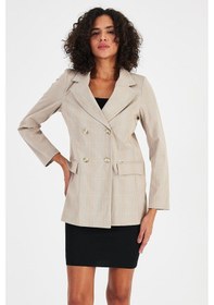 Resim Alexandergardı Ekoseli Astarsız Cepli Kruvaze Blazer Ceket B24-00202 001 