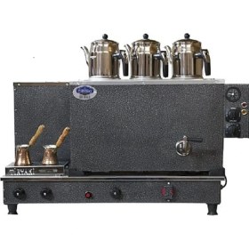 Resim Tiryaki 3 Demlikli Statik Tam Otomatik Çay Kazanı (Gaz+Elk) Semaver Çaymakinesi CE BELGELİ 