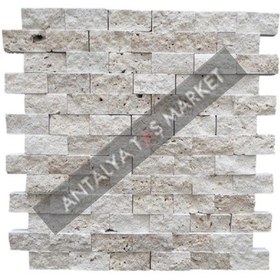 Resim Klasık Traverten Fileli Patlatma Taş Duvar Kaplaması Doğal Taşlar 