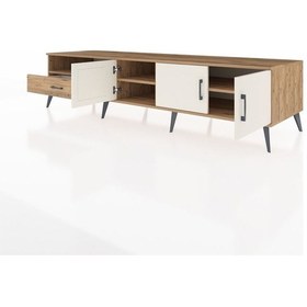 Resim Kronos Tv Ünitesi 3 Raflı Tek Çekmeceli 3 Kapaklı 220x59x51 Çam-aytaşı/çam Aytası/atlas Çam - Atlas Çam 