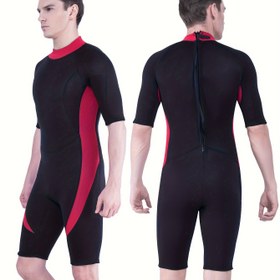 Resim FLEXEL Erkek 3mm Neopren Kısa Wetsuit - Arka Fermuar Kapatma, Hızlı Kuruyan ve Anti-Abrasyon Yüzme Kostümü, Sıkı Sualtı, Kano, Şnorkel, Yüzme - Soğuk Su Termal Koruma (Siyah/Kırmızı Detaylar) - Hafif ve Dayanıklı Su Sporları için - Yetişkin Erkek Wetsuit, Şnorkel Ekipmanı, Şık Tasarım, Esnek Malzeme, Kano Kostümü, Spor Bakışı, Yüksek Kaliteli Neopren, Kısa Kollu Kostüm, Açık Hava Maceraları, Su Sporları Wetsuit, Aktif Yaşam Tarzı, Spor Yüzme Kostümü, Esnek Malzeme, Şnorkel 