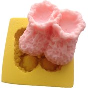 Resim Partivitrini Örgülü Bebek Patiği Şeklinde Silikon Pasta ve Seker Hamuru Kalibi 5x4x2 cm 