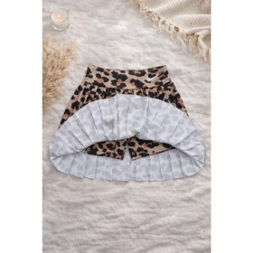 Resim Uğur Bebe Kız Çocuk Leopar Desenli Crop Krop Mayo Şort Etekli Spor Havuz ve Deniz Uyumlu 1 Beden Büyük Alınız 