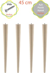 Resim Evnalia Ahşap Ham Ayak 45 Cm 4'lü Set Kütük Masa Orta Sehpa Zigon Ayağı 