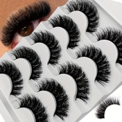 Resim 5 çift lüks kabarık ve akıcı sahte kirpik - kalın ve yoğun kıvrımlı D şekilli, 10-12 milimetre uzunluğunda - kokusuz, birden fazla çift 