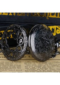 Resim Köstekli Siyah Çarklı İşlemeli Cep Saati 