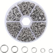 Resim DIY El Yapımı Bileklik Küpe Kolye Bağlantı Halkaları için 1 kutu O-ring Metal Açık Atlama Halkası 