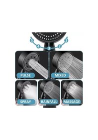 Resim 5 Fonskiyonlu Turbo Yüksek Basınçlı Siyah Duş Başlığı Siyah 