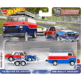 Resim Hot Wheels Premium Car Culture Team Transport '70 Rover P6 Group 2 & Hw Rally Hauler - Hkf45 