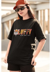 Resim One Piece Luffy Logo Siyah Tişört 