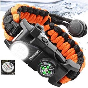 Resim Orcamp OUT-4300 Paracord Turuncu-Siyah Hayatta Kalma Bilekliği 