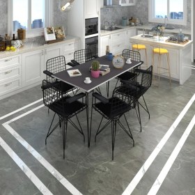 Resim Kenz Life Knsz Masa Sandalye Takımı HEM75MAZLUM Grisyh 130*070 Klç 6 Sandalye Syhsyh Kolçaklı 