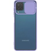 Resim Caseart Samsung Galaxy A22 4g Kapak Lensi Açılır Kapanır Kamera Korumalı Silikon Kılıf - Lila 