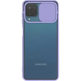 Resim Caseart Samsung Galaxy A22 4g Kapak Lensi Açılır Kapanır Kamera Korumalı Silikon Kılıf - Lila 