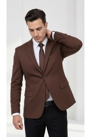 Resim Plus Scorpion Slim Fit Mikro Desenli Erkek Ceket Yazlık Pike Kumaş Çift Yırtmaç Blazer 