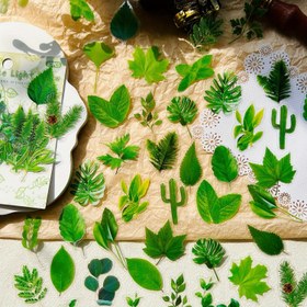 Resim 60 adet Glitter Çiçek Yaprak Kollaj Etiketleri - Mat Bitiş Kendinden Yapışkanlı Scrapbooking ve Kart Yapımı Dekoru Günlük Planlayıcı Dergileri, Mermi Dergileri ve DIY Projeleri için, Günlük Tutma Aksesuarları 