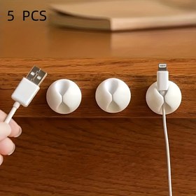 Resim 5 adet USB Kablosu Düzenleyici, Kablosu Sarıcı, Silikon Bağ Tutucu, Tel Yönetimi Düzenleyici, Kablo Klipsi, Ofis Masaüstü Telefon Kablosu Tutucu 