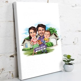 Resim Bebeğimiz ve Biz Karikatürlü Kanvas Tablo 