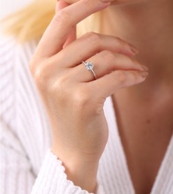 Resim MySilvers Gümüş Pırlanta Modeli Tektaş Yüzük 