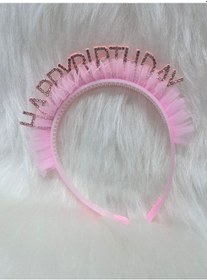 Resim Taşlı Eva Happy Bırthday Yazılı Pembe Tüylü 