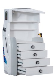 Resim Setay Çocuk Odası - Mercedes Rüzgarlıklı Arabalı Yatak, Sports 3 Kapılı Dolap, Masa, Şifonyer - Beyaz 