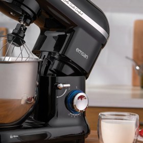 Resim Emsan Bella Gusto Comfort Stand Mikser Siyah 1300W 5.5L Paslanmaz Çelik Hazne ile Güçlü Performans 