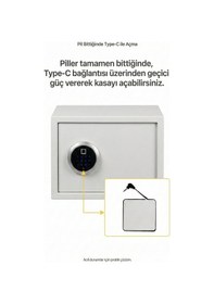 Resim 4berry Ev Ve Ofis İçin Parmak İzli Elektronik Kasa Şifreli, Metal Kasa, Type-c Acil Açma 