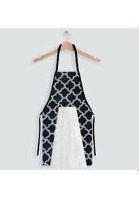 Resim Havlulu Mutfak Önlüğü Panama Örgülü Siyah - Gri 