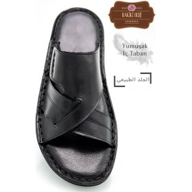 Resim Hakiki Gerçek Deri Erkek Terlik Hafif Terlik Deri G Siyah G Siyah 