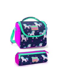Resim Coral High Kız Çocuk Mor Pembe Unicorn Beslenme Çantası Seti 