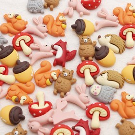 Resim 20 Adet Kaprisli 3D Reçine Hayvan Süsleri - Tilki, Kirpi, Tavşan & Daha Fazlası - Renkli El Yapımı Aksesuarlar DIY Takı ve El İşleri İçin 