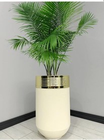 Resim Elegant Dekoratif Gold Darbuka Krem Saksı 70cm 