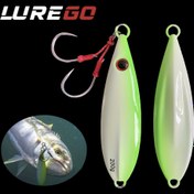 Resim LUREGO Premium Yavaş Pitch Jig - 150g/200g, Tuna, Köpekdişi Tuna, Sarı Kuyruk, Kral Balığı ve Daha Fazlası için BKK 5/0 Yardımcı Kanca ile Tuzlu Su Balıkçılık Yemi 