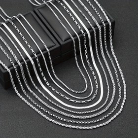 Resim 8 adet Paslanmaz Çelik Kolye Seti, 60cm Uzunluk Moda Zincir, Erkekler için Temel Stil DIY Zincir 